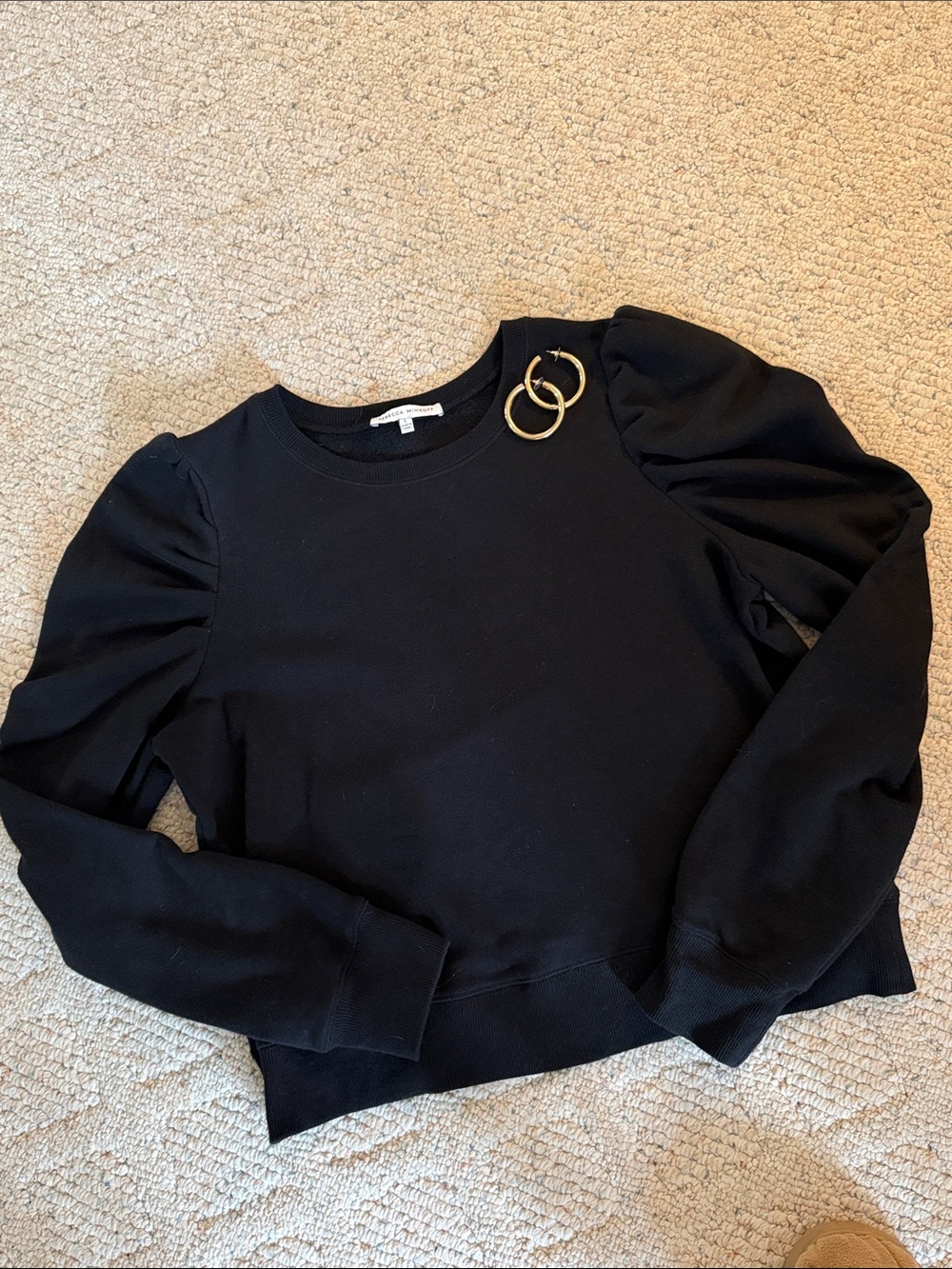 Rebecca Minkoff Black Puff-Sleeve Sweatshirt